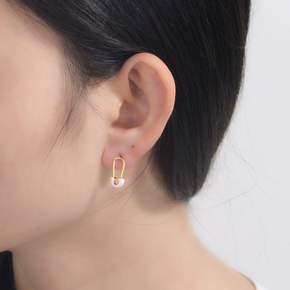 Women's 925 Sterling Silver Geometric Paperclip Drop Glue Earrings