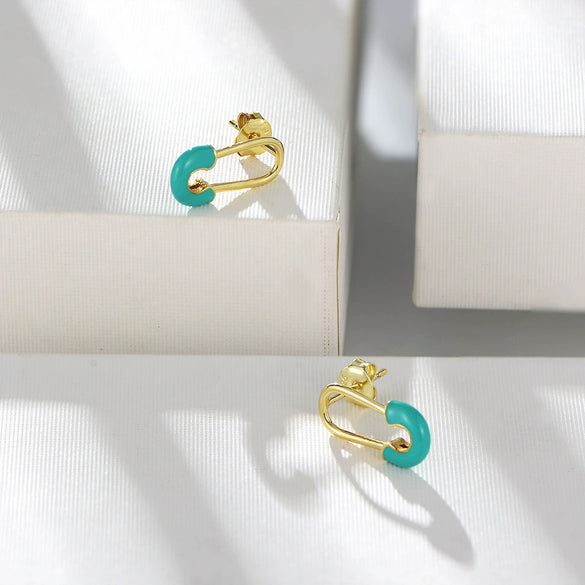 Women's 925 Sterling Silver Geometric Paperclip Drop Glue Earrings