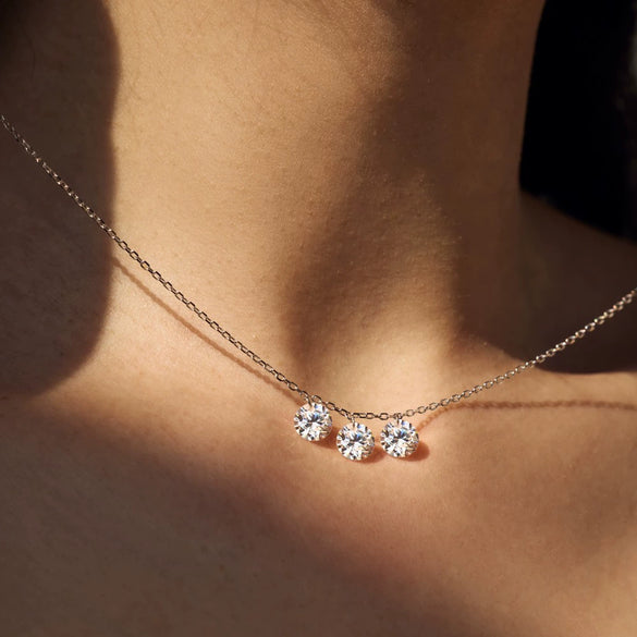 Women's 925 Sterling Silver Geometric Pendant Clavicle Chain With Electroplating