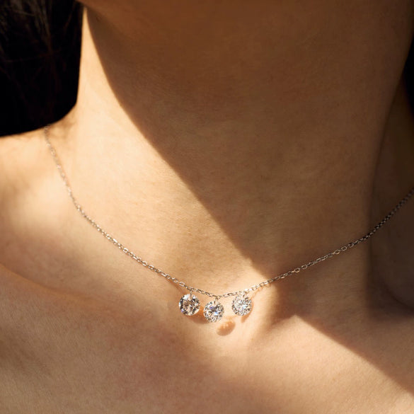 Women's 925 Sterling Silver Geometric Pendant Clavicle Chain With Electroplating