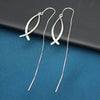 Women's 925 Sterling Silver Geometric Pisces Tassel Ear Threader Earrings Minimalist Distinctive Line Style Elegant Fashion Jewelry