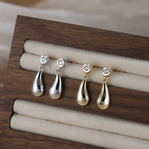 Women's 925 Sterling Silver Geometric Retro Chic Water Drop Earrings