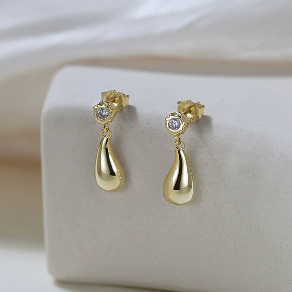 Women's 925 Sterling Silver Geometric Retro Chic Water Drop Earrings