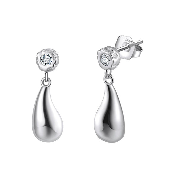 Women's 925 Sterling Silver Geometric Retro Chic Water Drop Earrings