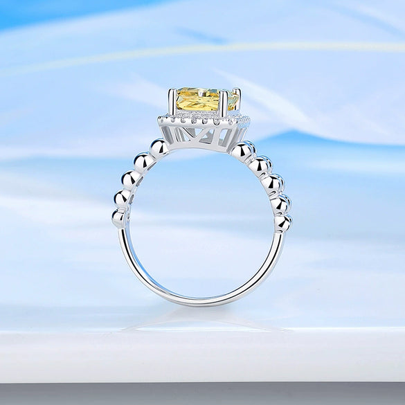 Women's 925 Sterling Silver Geometric Ring Set With Diamonds