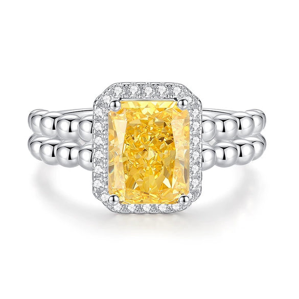 Women's 925 Sterling Silver Geometric Ring Set With Diamonds