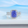 Women's 925 Sterling Silver Geometric Ring Set With Diamonds