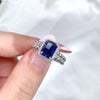 Women's 925 Sterling Silver Geometric Ring Set With Diamonds