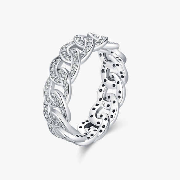 Women's 925 Sterling Silver Geometric Ring Set With Diamonds
