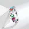 Women's Sterling Silver Geometric Ring With Colored Zircon Inlay Electroplated Fashion Jewelry