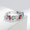 Women's Sterling Silver Geometric Ring With Colored Zircon Inlay Electroplated Fashion Jewelry