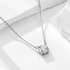 Women's 925 Sterling Silver Geometric Round Zircon Pendant Necklace With Diamond Design And Cross Chain