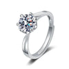 Women's 925 Sterling Silver Geometric Six Claw Adjustable Ring With Electroplated Non Fading Stone Setting