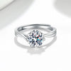 Women's 925 Sterling Silver Geometric Six Claw Adjustable Ring With Electroplated Non Fading Stone Setting