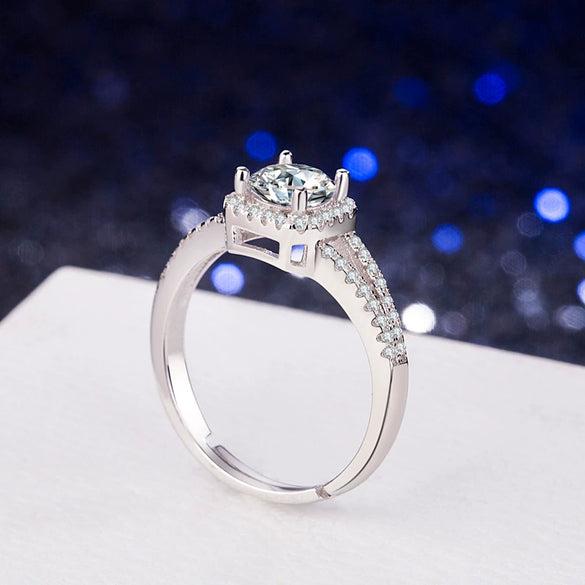 Women's Sterling Silver Geometric Square Ring With Micro Inlaid Zircon Electroplated Fashion Jewelry