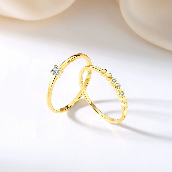 Women's 925 Sterling Silver Geometric Stacked Half Ring With Electroplating Style