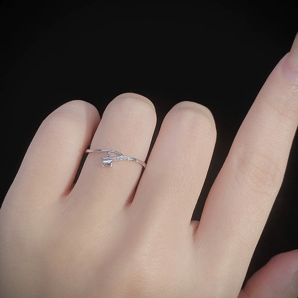 Women's 925 Sterling Silver Geometric Star Ring Electroplated Style