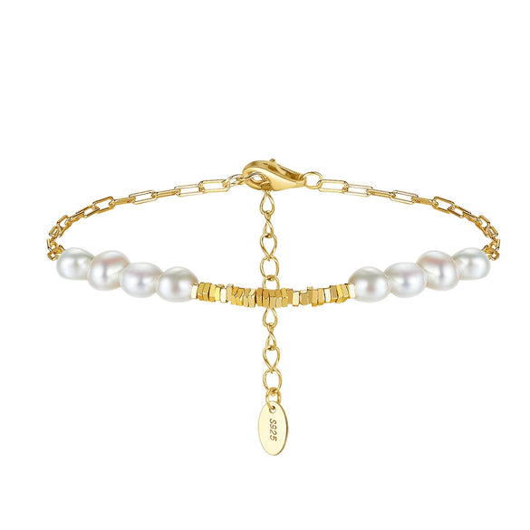 Women's 925 Sterling Silver Geometric Style Electroplated Bracelet