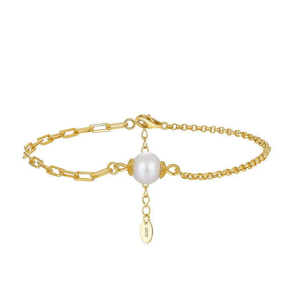 Women's 925 Sterling Silver Geometric Style Electroplated Bracelet