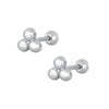 Women's 925 Sterling Silver Geometric Three Ball Spiral Cartilage Piercing Earrings With Electroplated Polished Finish