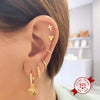 Women's 925 Sterling Silver Geometric Three Ball Spiral Cartilage Piercing Earrings With Electroplated Polished Finish