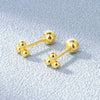 Women's 925 Sterling Silver Geometric Three Ball Spiral Cartilage Piercing Earrings With Electroplated Polished Finish