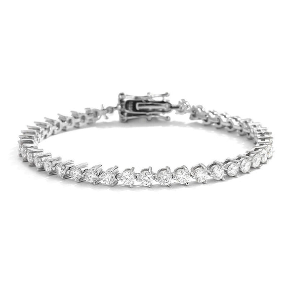 Women's 925 Sterling Silver Geometric Three Claw Inlaid Diamond Moissanite Bracelet Jewelry