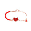 Women's 925 Sterling Silver Geometric Tiger Zodiac Red Rope Bracelet With Electroplated Color Changing Lucky Charm