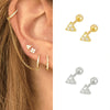 Women’s 925 Sterling Silver Geometric Triangle Screw Back Earrings Electroplated Simple Minimalist Threaded Stud Earrings