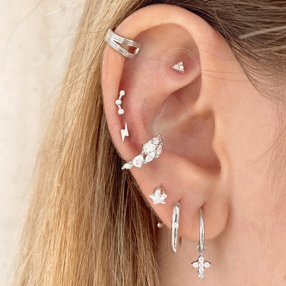 Women’s 925 Sterling Silver Geometric Triangle Screw Back Earrings Electroplated Simple Minimalist Threaded Stud Earrings
