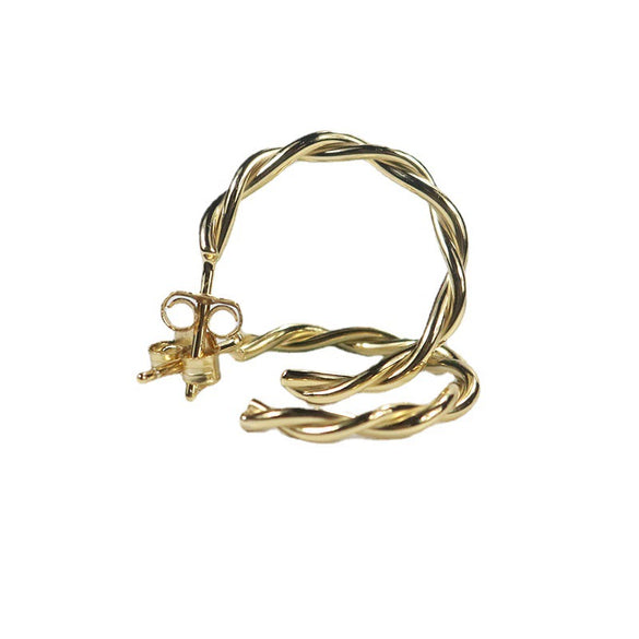 Women's 925 Sterling Silver Geometric Twist Hoop Earrings With Electroplated Finish