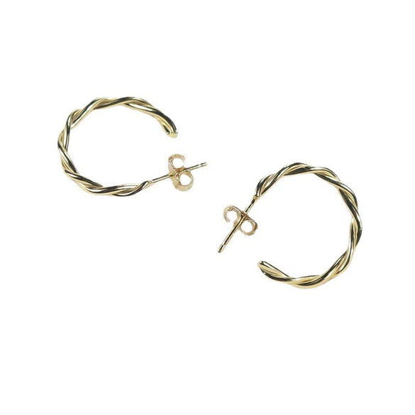 Women's 925 Sterling Silver Geometric Twist Hoop Earrings With Electroplated Finish