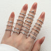 Women's 925 Sterling Silver Geometric Vshaped Electroplated Stacked Ring