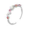 Women's 925 Sterling Silver Geometric Zircon Open Ring And Bracelet Fashionable And Versatile