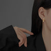 Women's Sterling Silver Gold Plated Geometric Ribbon Earrings With Elegant Light Luxury Design