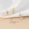 Women's Sterling Silver Gold Plated Geometric Ribbon Earrings With Elegant Light Luxury Design