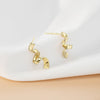 Women's Sterling Silver Gold Plated Geometric Ribbon Earrings With Elegant Light Luxury Design