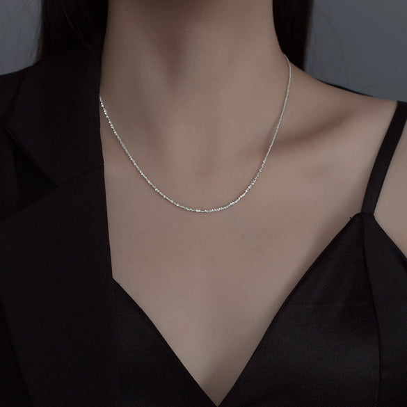 Women's Sterling Silver Gypsophila Necklace With Geometric Design And Electroplated Finish Delicate Clavicle Chain Jewelry