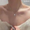 Women's Sterling Silver Heart Pendant Double Layer Necklace Electroplated Clavicle Chain Fashion Jewelry