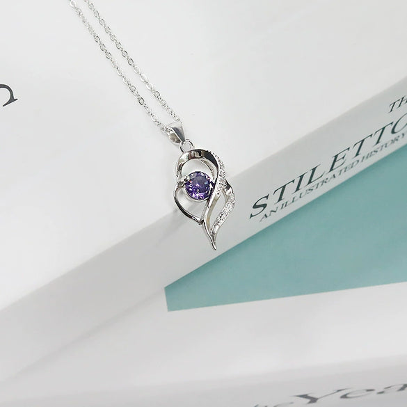 Women's Sterling Silver Heart Pendant Love Necklace With Micro Inlaid Zircon Trendy Simple Jewelry Wholesale