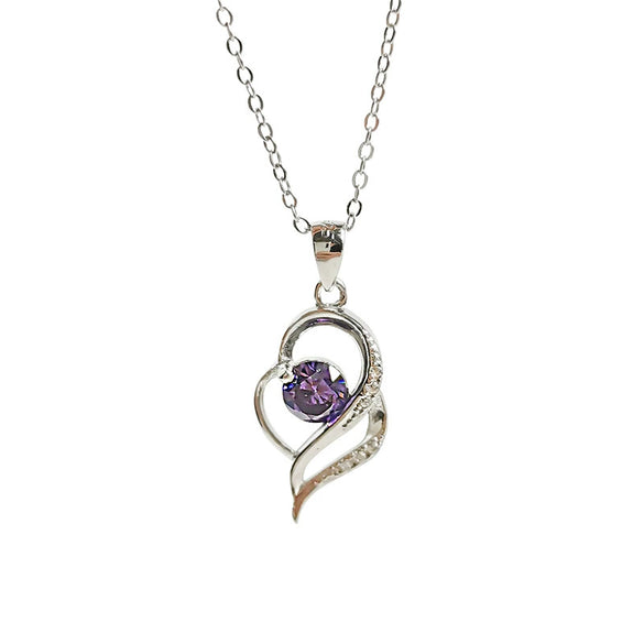 Women's Sterling Silver Heart Pendant Love Necklace With Micro Inlaid Zircon Trendy Simple Jewelry Wholesale
