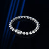 Women's Sterling Silver Heart Shaped Love Bracelet With Geometric Design And Single Row Sparkling Stone Chain Electroplated Finish