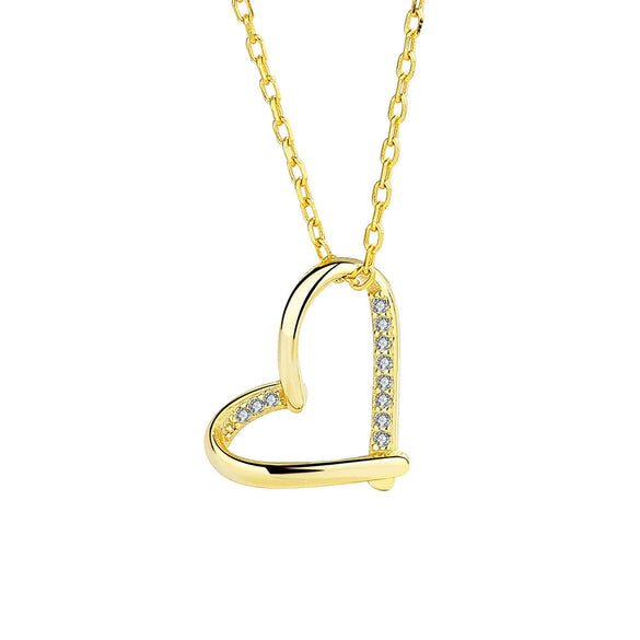 Women's 925 Sterling Silver Heart Shaped Love Necklace Simple Geometric Clavicle Chain Short Pendant Jewelry