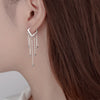 Women's 925 Sterling Silver Heart Shaped Tassel Earrings Geometric Light Luxury Electroplated Dangle Ear Buckle Earrings