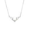 Women's Sterling Silver Heartshaped Zircon Antler Deer Pendant Necklace With Electroplated Cross Chain