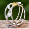 Women's 925 Sterling Silver Interwoven Flower Ring And Bracelet With Pastoral Osmanthus Falling Design Electroplated