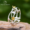 Women's 925 Sterling Silver Interwoven Flower Ring And Bracelet With Pastoral Osmanthus Falling Design Electroplated
