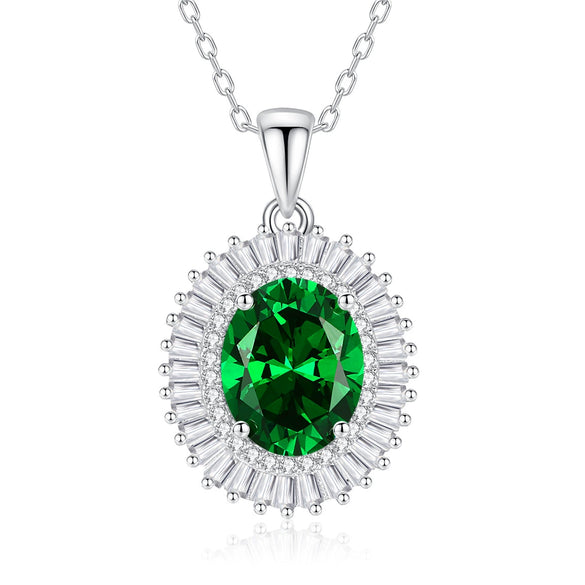Women's 925 Sterling Silver Lace Necklace With Geometric Pattern And Inlaid High Carbon Stone Pendant