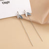 Women's Sterling Silver Leaf Earrings With Blue Accent Long Elegant Botanical Design And Light Luxury Style