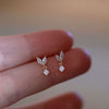 Women's Sterling Silver Leaf Light Luxury Earrings With Diamond Design